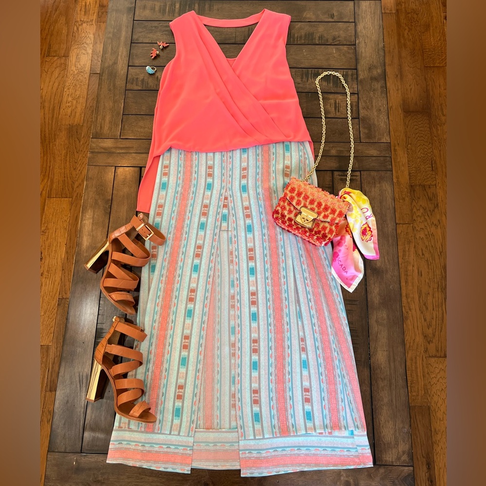 BCBG High Low Nicoleta Wrap Top in Pink Coral. Size S. NWT.